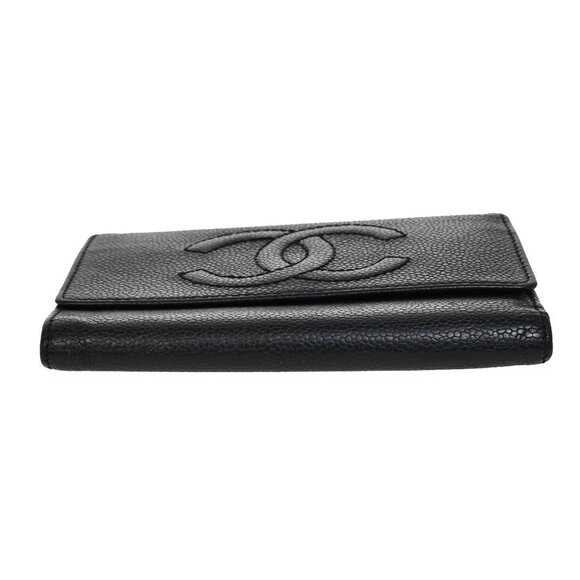 CHANEL CC Logo Trifold Compact Wallet Grained Calfskin Leather Black - Picture 11 of 16